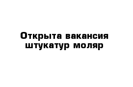 Открыта вакансия штукатур-моляр